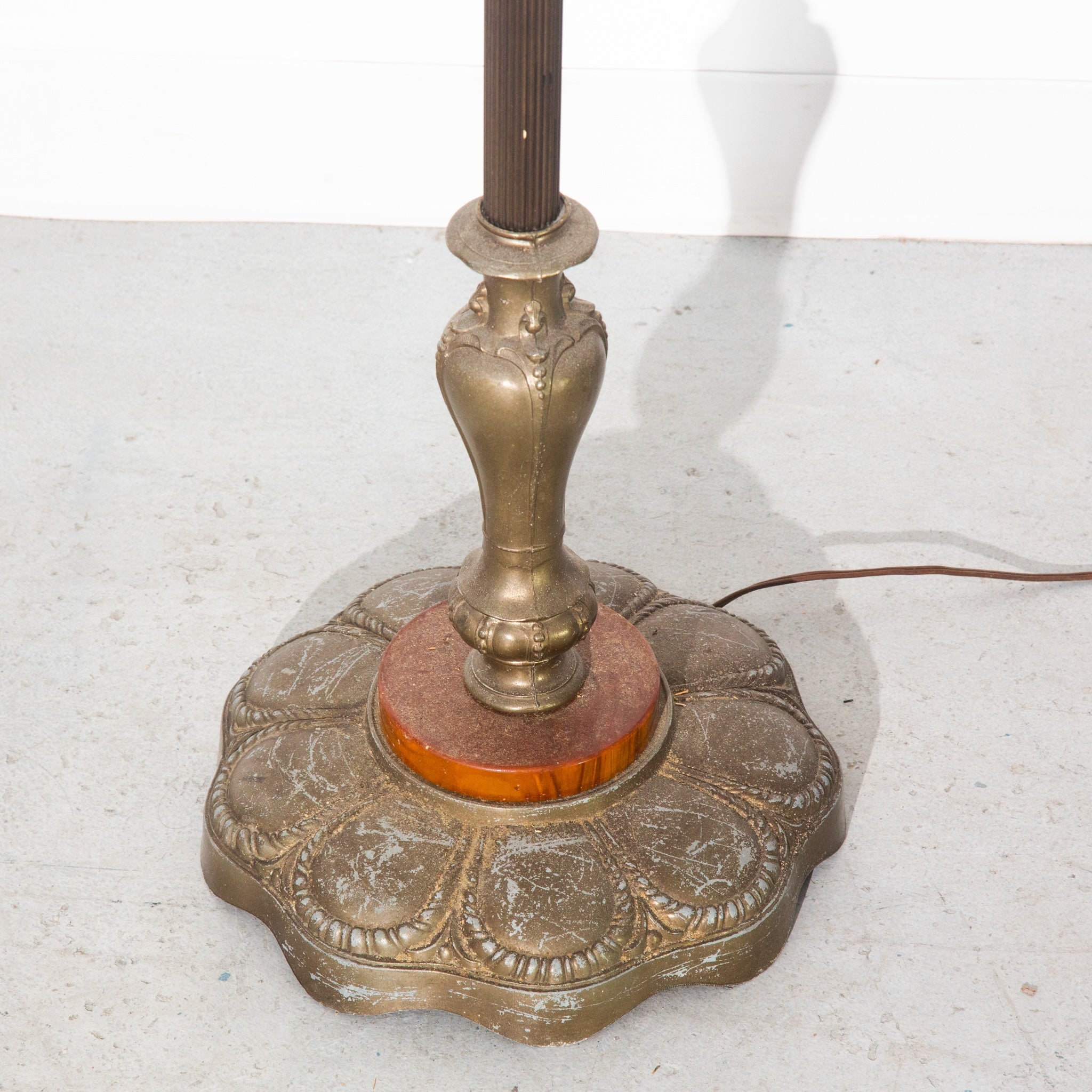 Vintage Glass and Marble Metal Floor Lamp