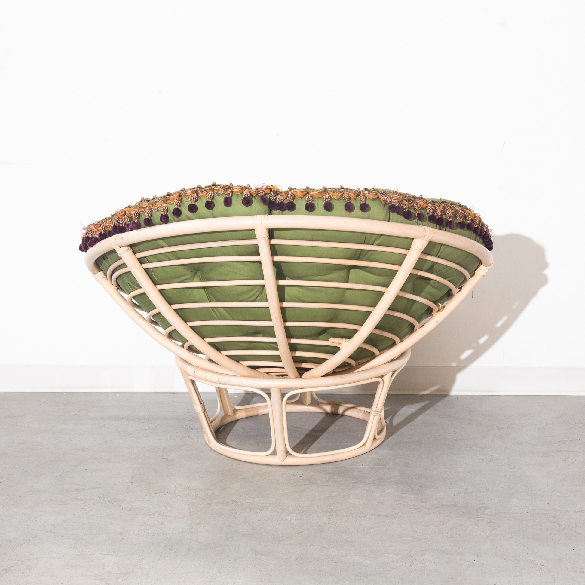 Vintage Green Cushion Papasan Circle Lounge Armchair Chair