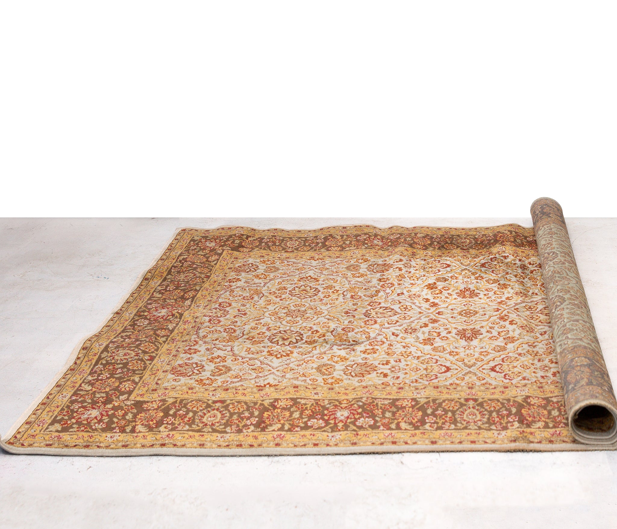 Vintage Green and Gold Persian Rug