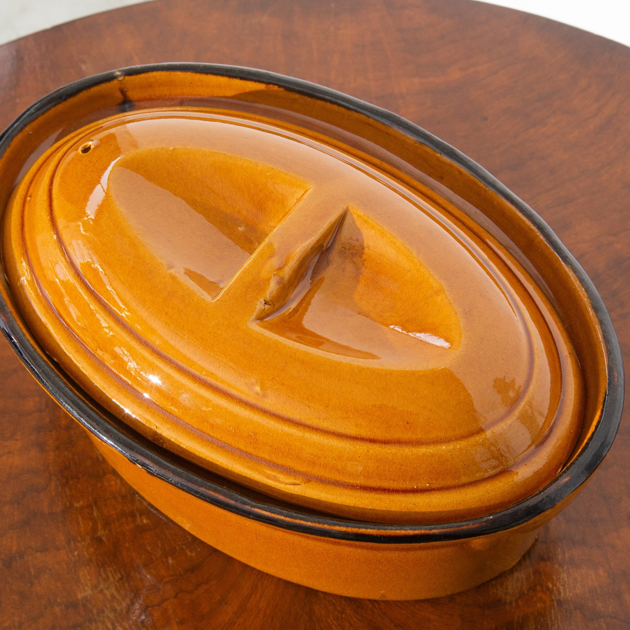Vintage Handmade Orange Stone Ceramic Pot and Green Creamer Gravy Boat