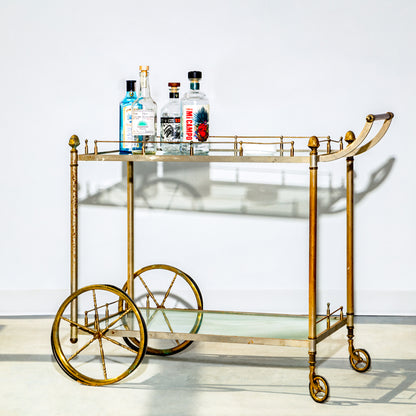 Vintage Italian Brass and Steel Bar Cart