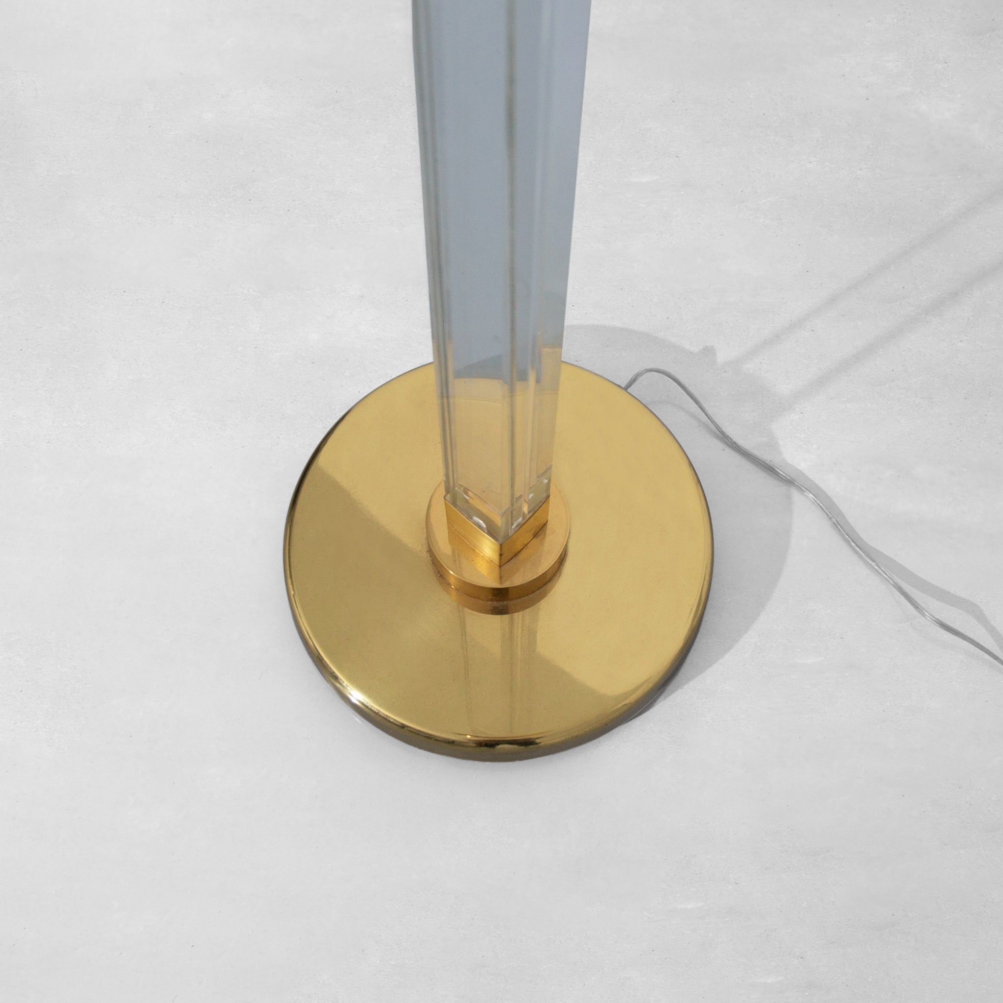 Vintage Italian Lucite and Brass Gold Torchiere Floor Lamp