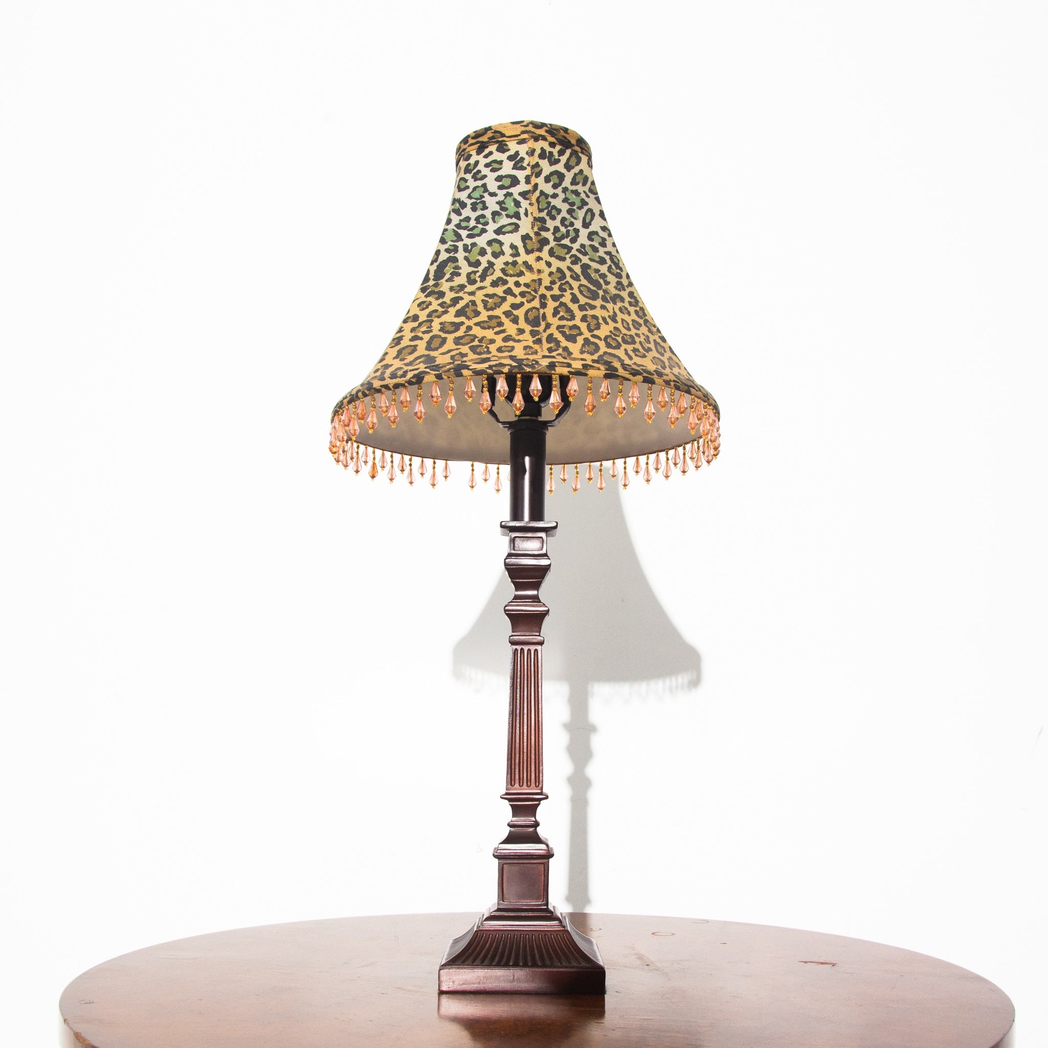 Vintage Leopard Fringe Metal Table Lamp