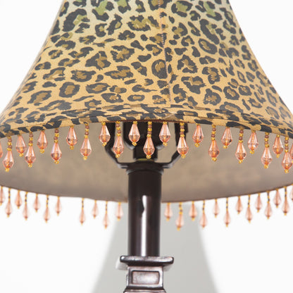 Vintage Leopard Fringe Metal Table Lamp