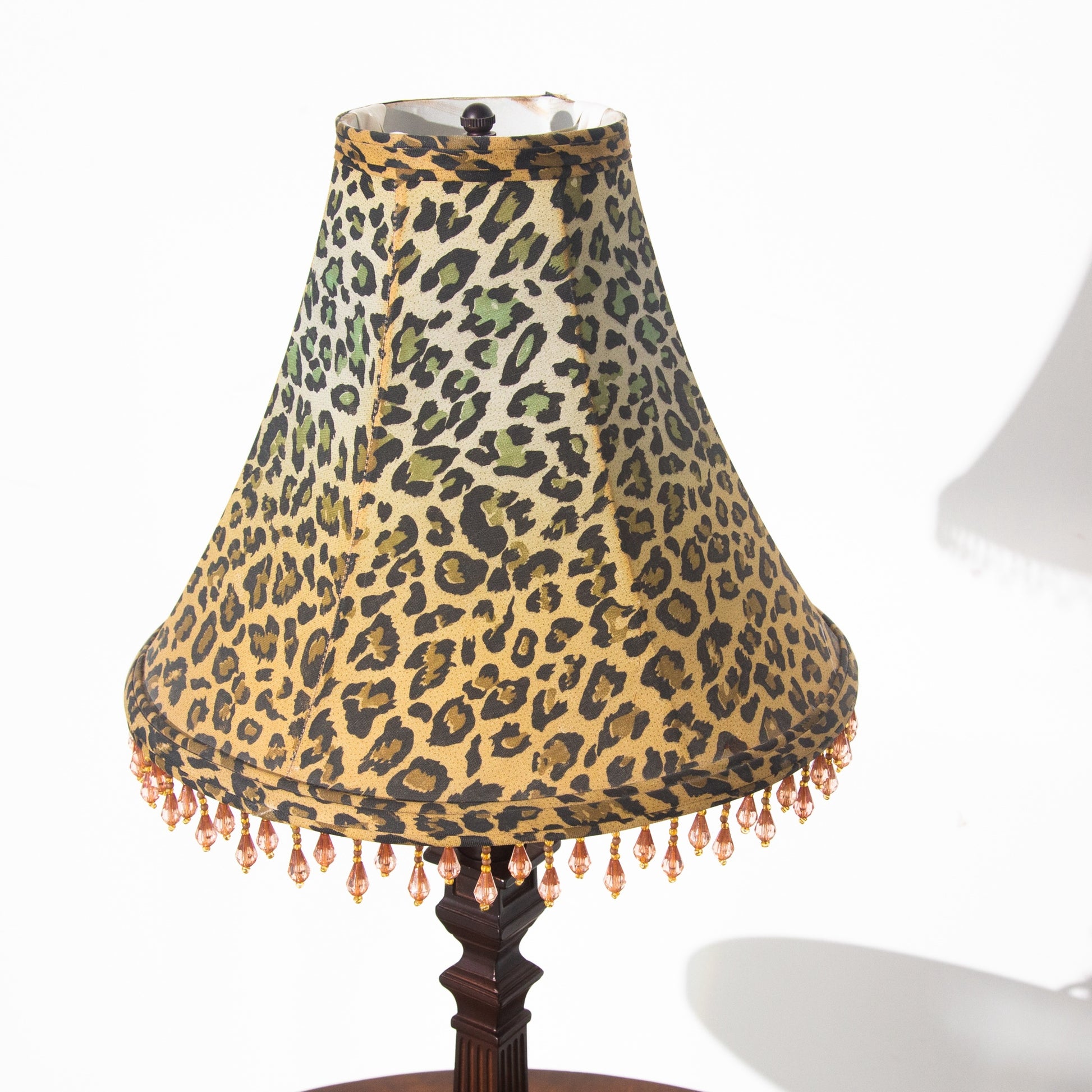 Vintage Leopard Fringe Metal Table Lamp