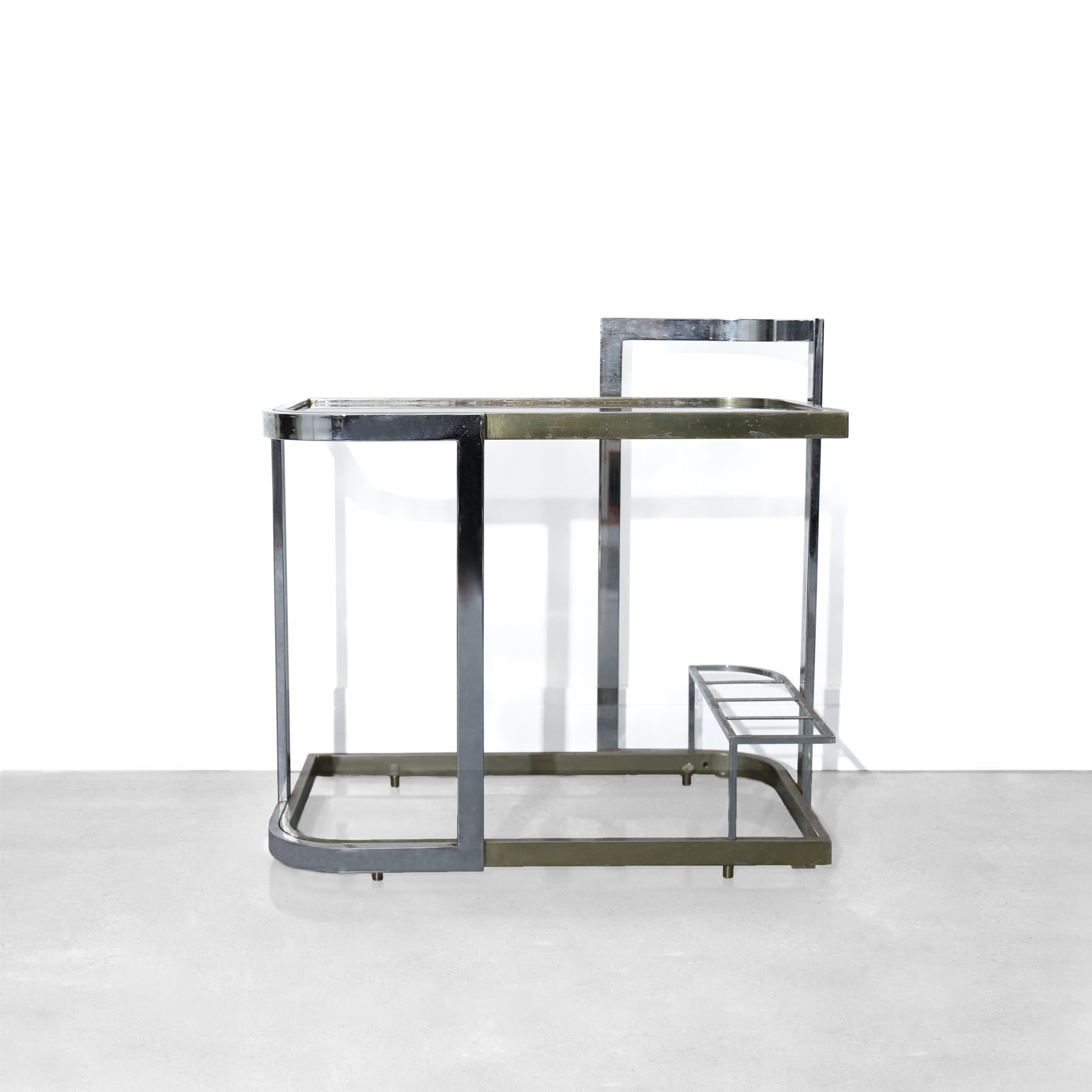 Vintage Mid-Century Modern MCM Chrome and Smoked Glass Bar Cart