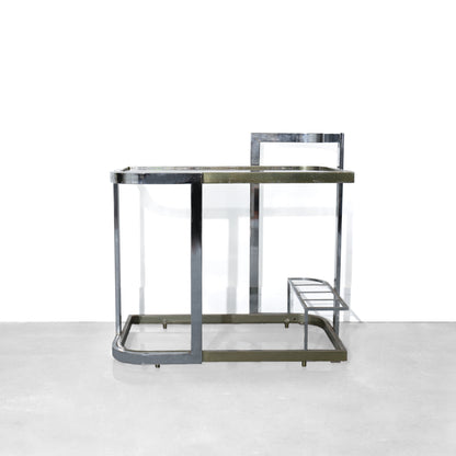 Vintage Mid-Century Modern MCM Chrome and Smoked Glass Bar Cart