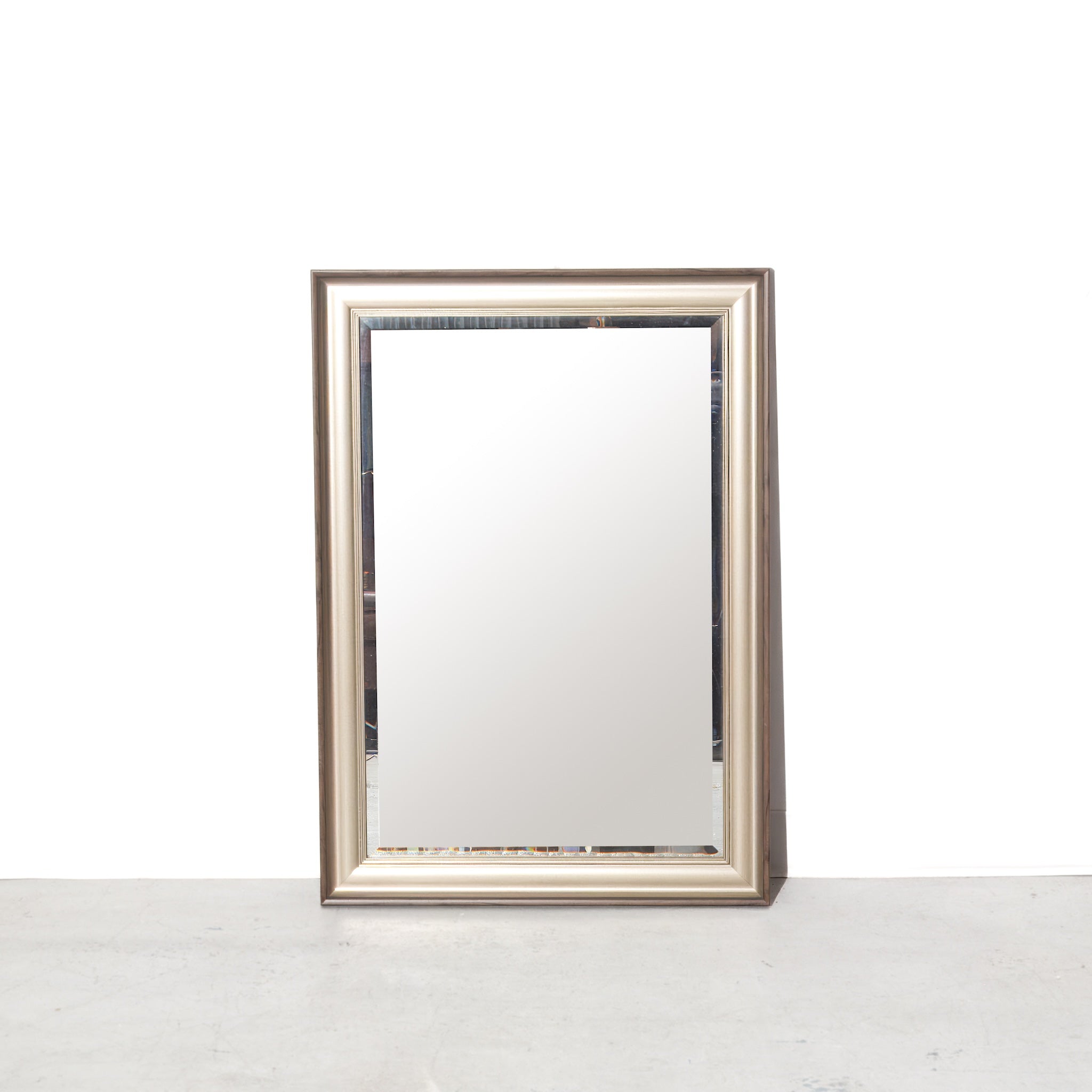 Vintage Modern Beveled Silver Wall Mirror