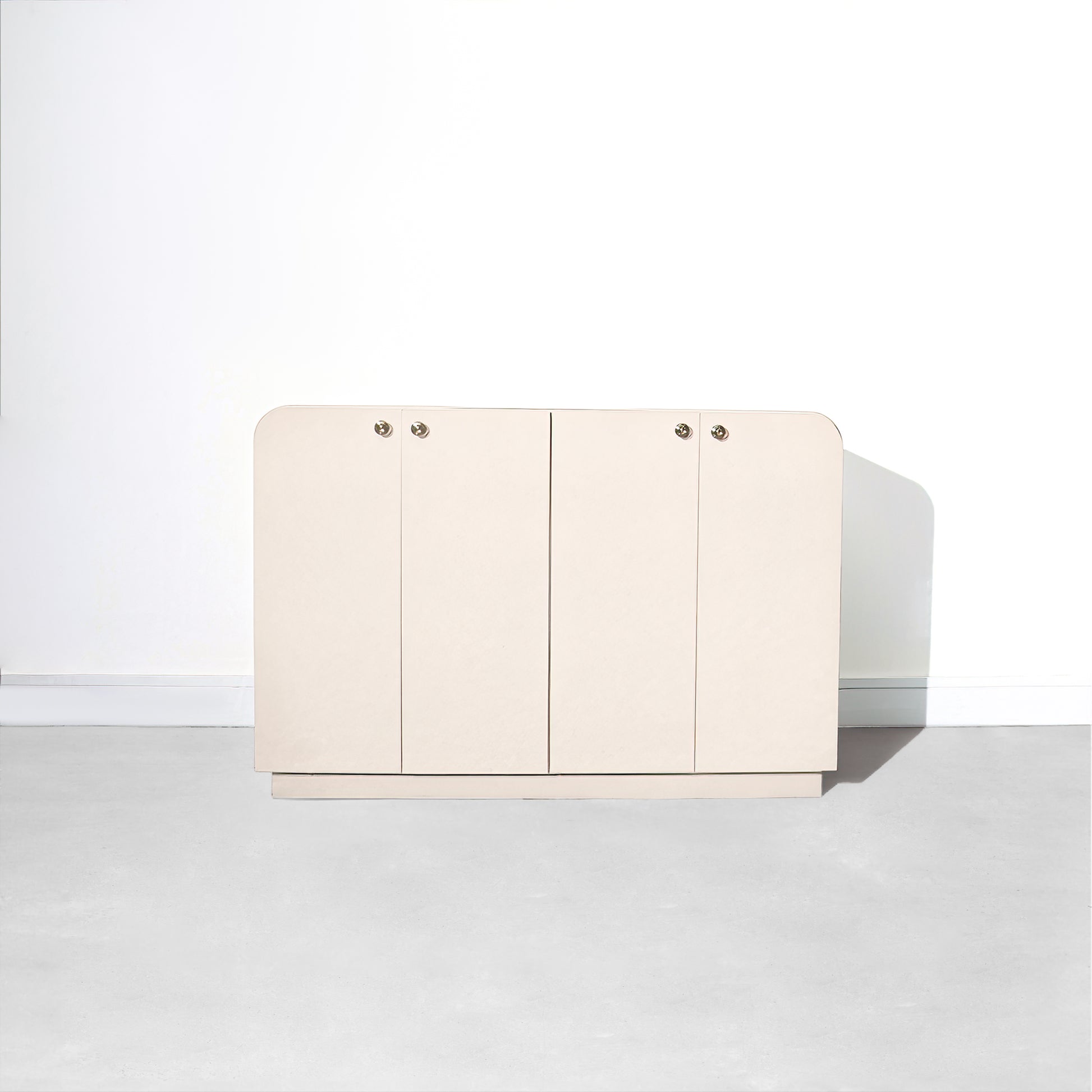 Vintage Postmodern Formica Cream Waterfall Edge Cabinet Dresser
