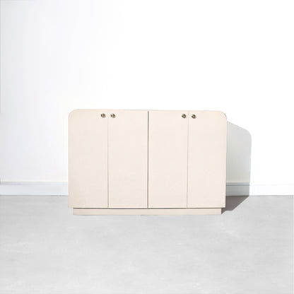 Vintage Postmodern Formica Cream Waterfall Edge Cabinet Dresser