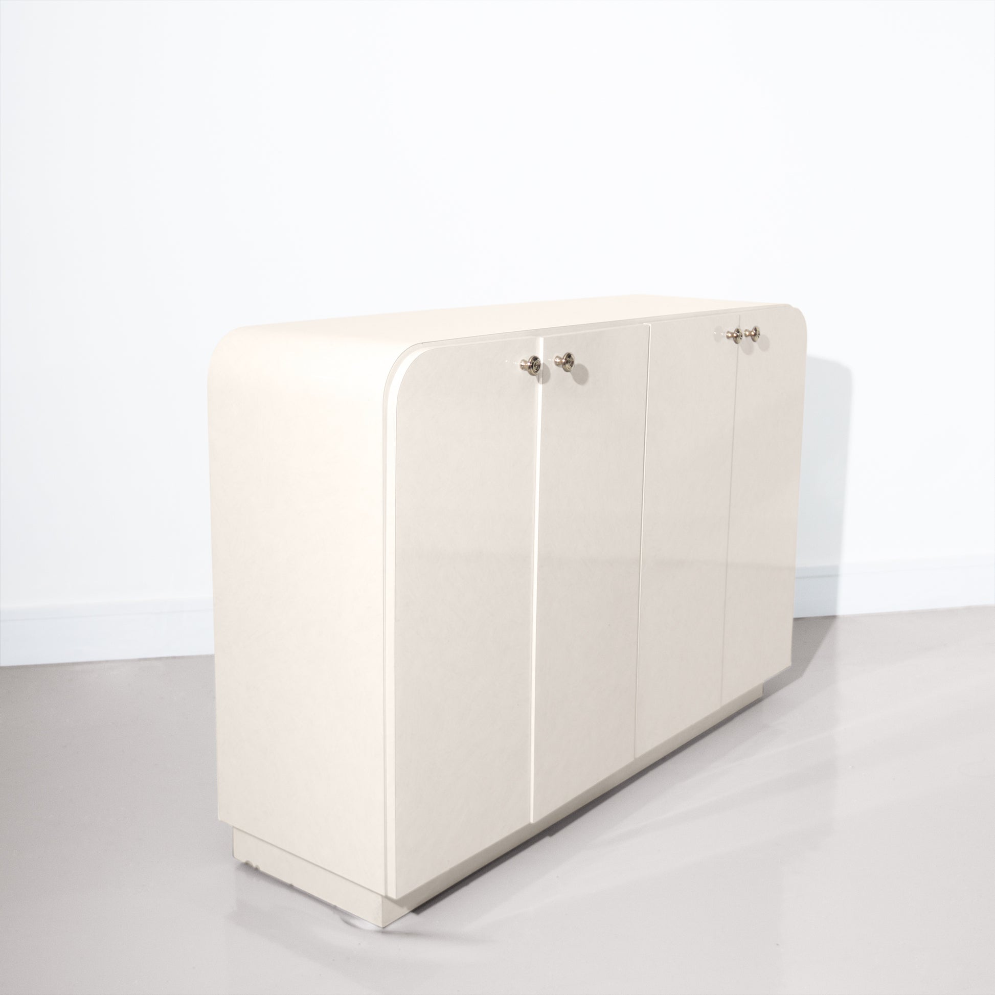 Vintage Postmodern Formica Cream Waterfall Edge Cabinet Dresser