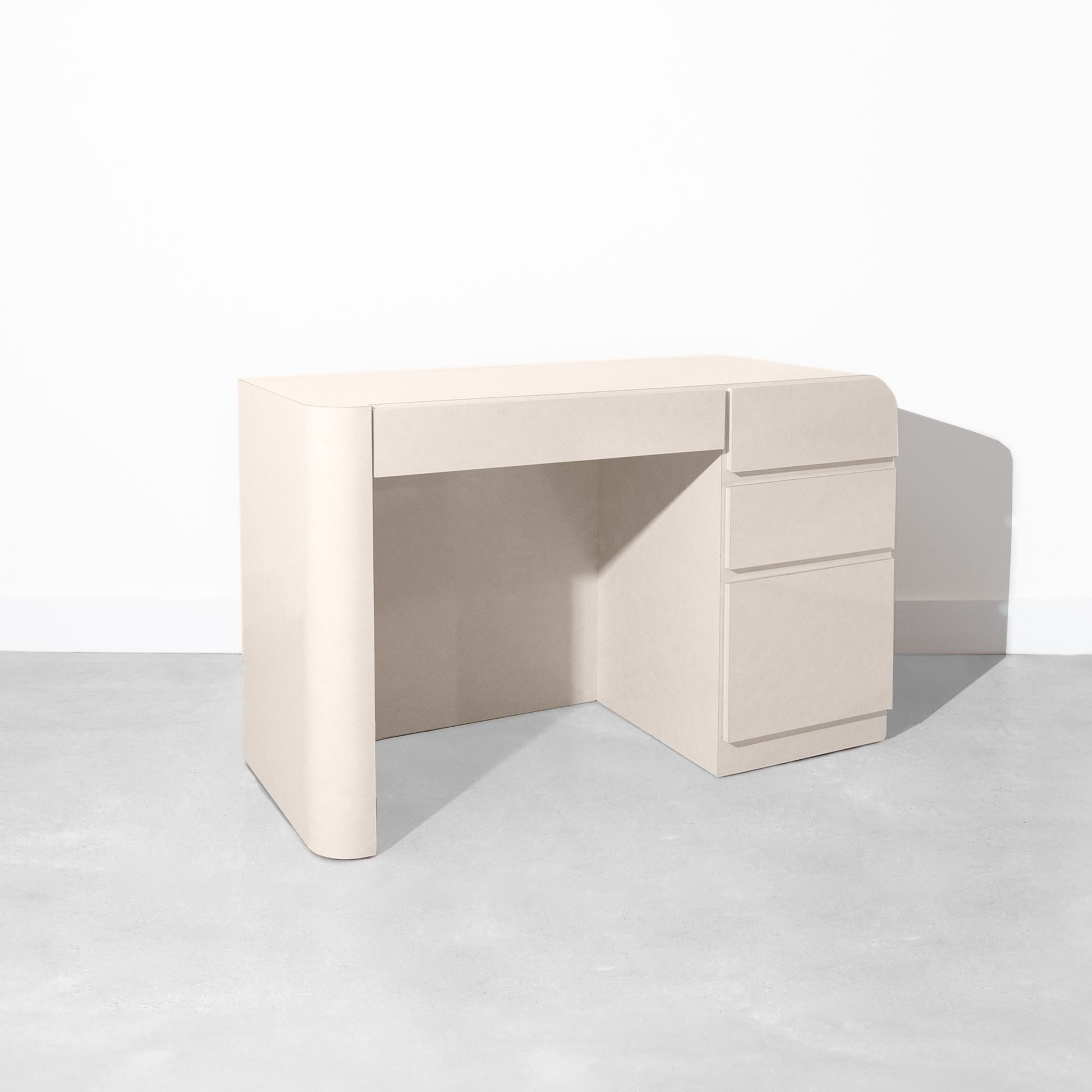 Vintage Postmodern Formica Cream Waterfall Edge Desk
