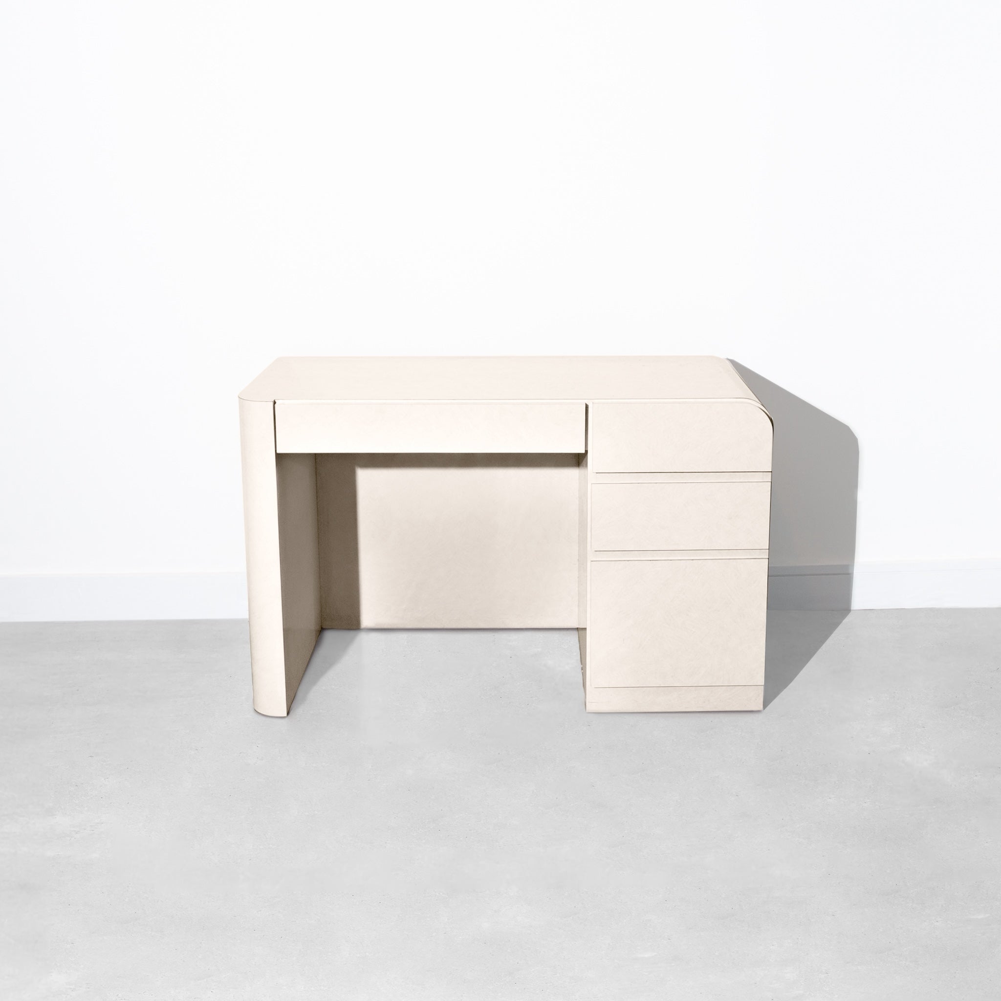 Vintage Postmodern Formica Cream Waterfall Edge Desk
