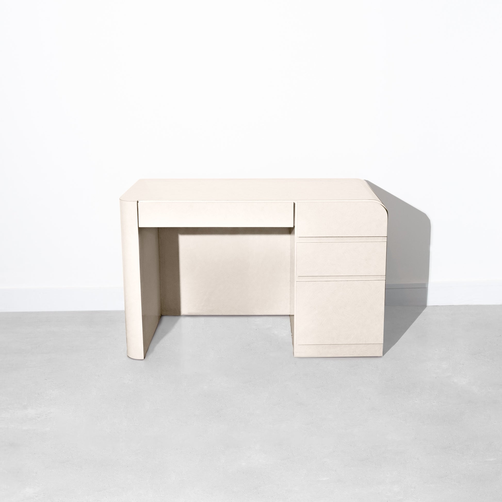 Vintage Postmodern Formica Cream Waterfall Edge Desk