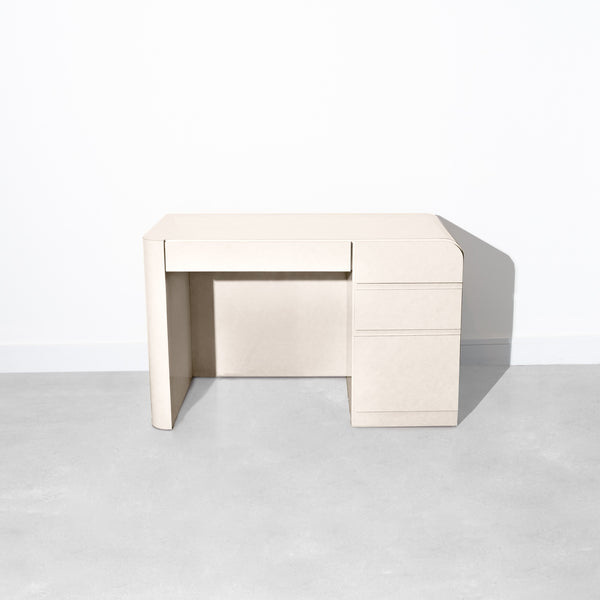 Vintage Postmodern Formica Cream Waterfall Edge Desk