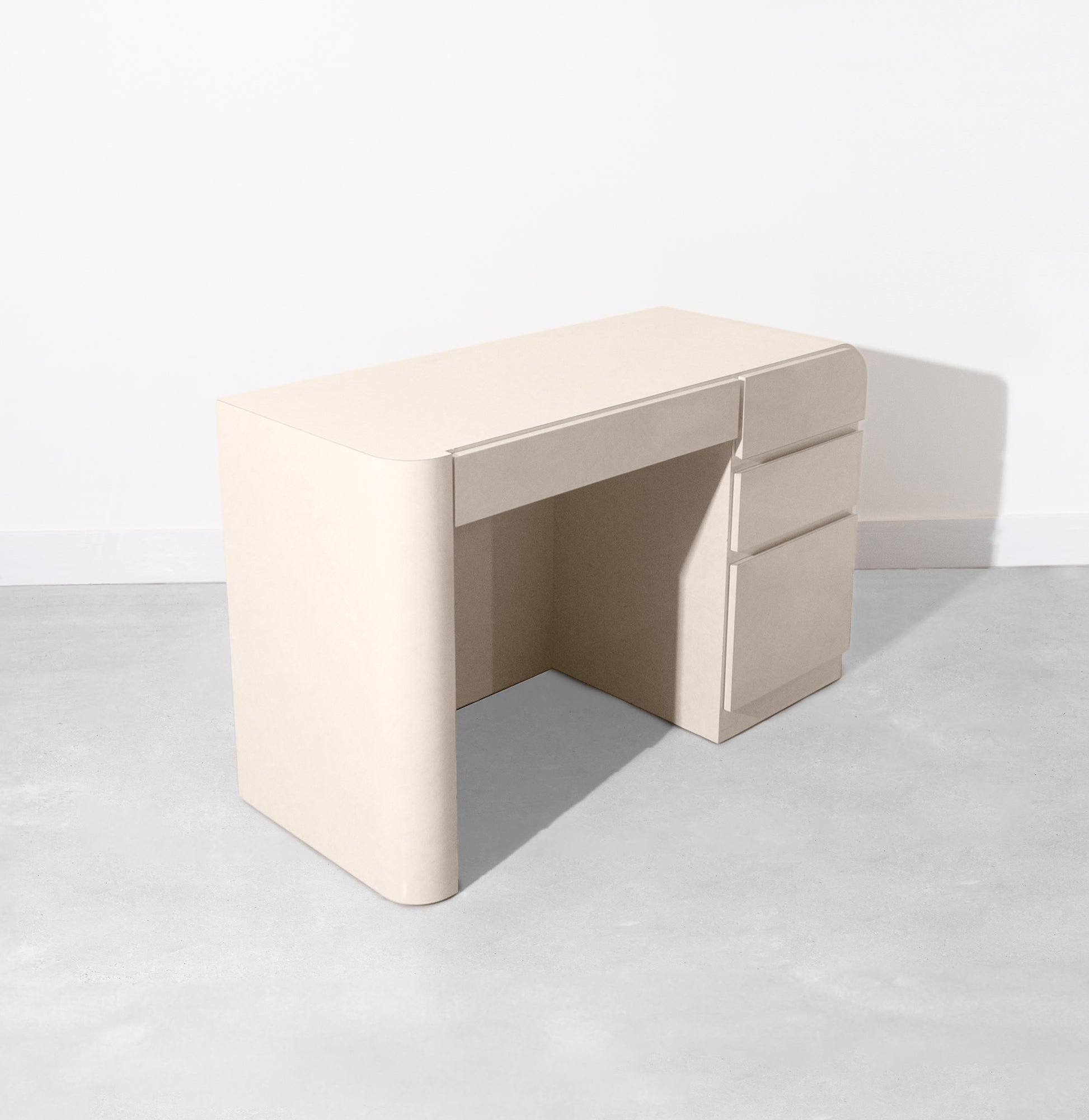 Vintage Postmodern Formica Cream Waterfall Edge Desk