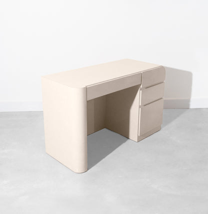 Vintage Postmodern Formica Cream Waterfall Edge Desk