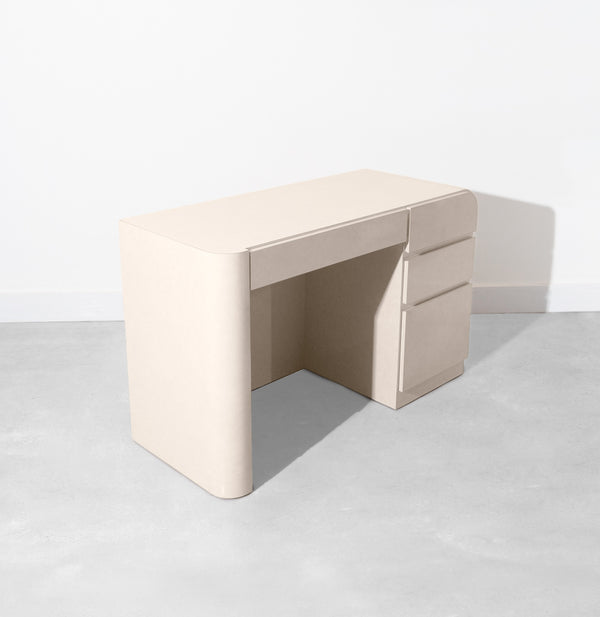 Vintage Postmodern Formica Cream Waterfall Edge Desk