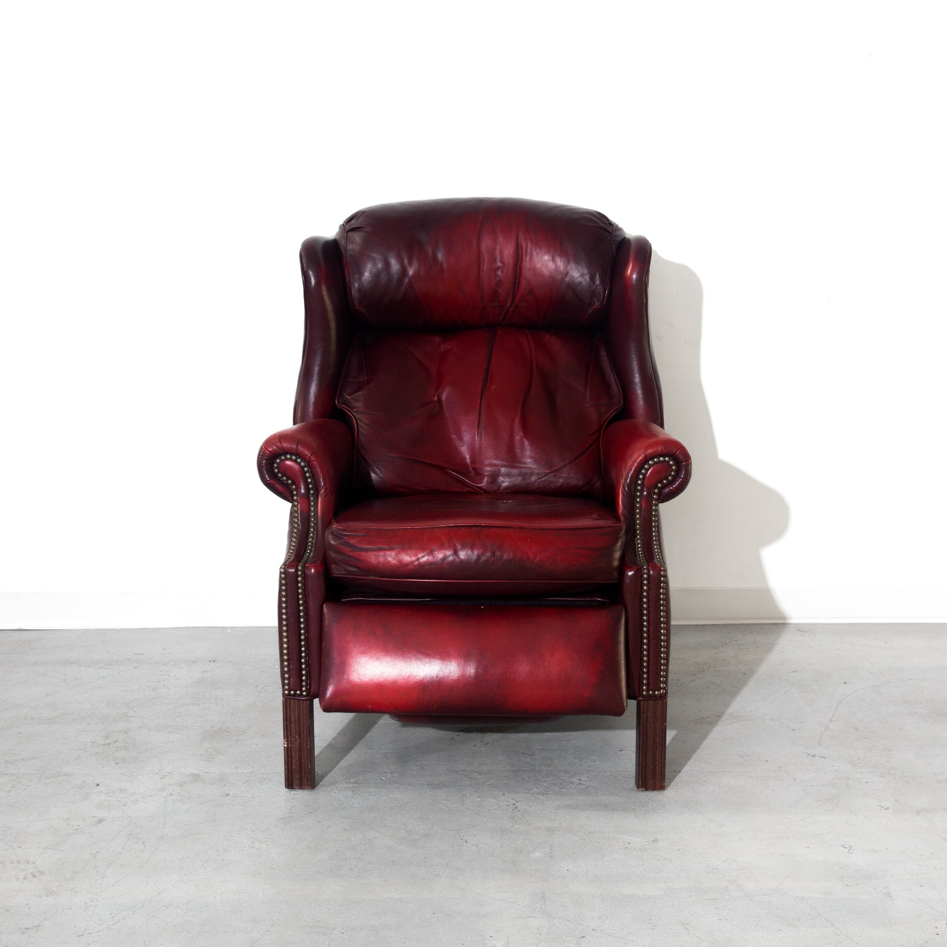 Vintage Red Leather Brandington Young Leather Recliner Lounge Chair