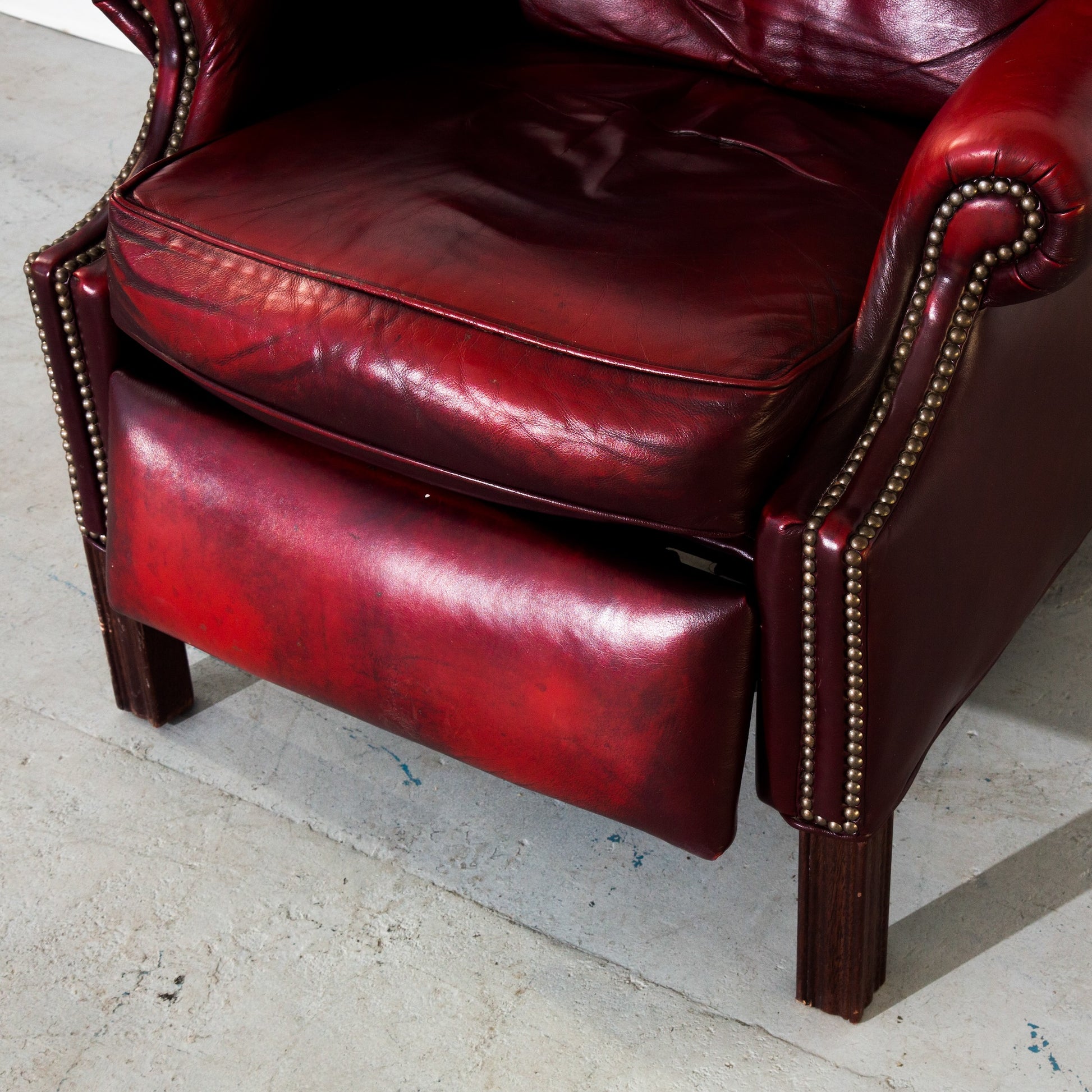 Vintage Red Leather Brandington Young Leather Recliner Lounge Chair