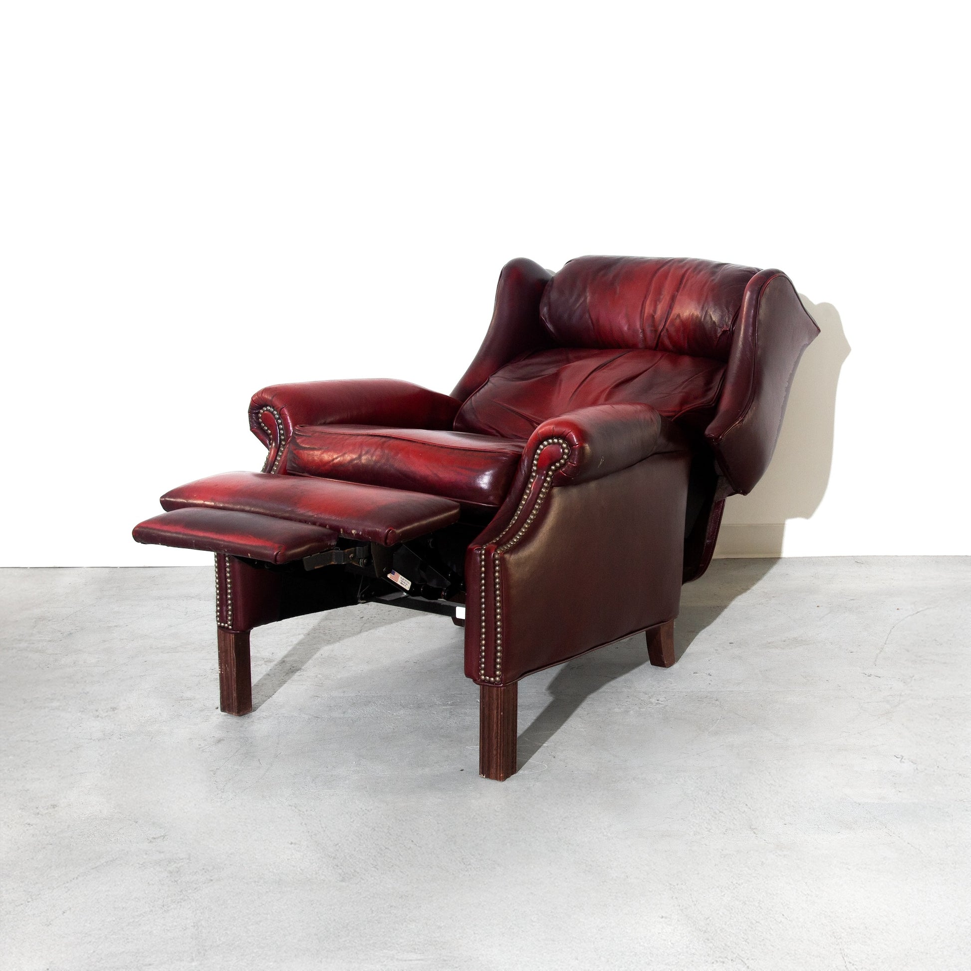 Vintage Red Leather Brandington Young Leather Recliner Lounge Chair