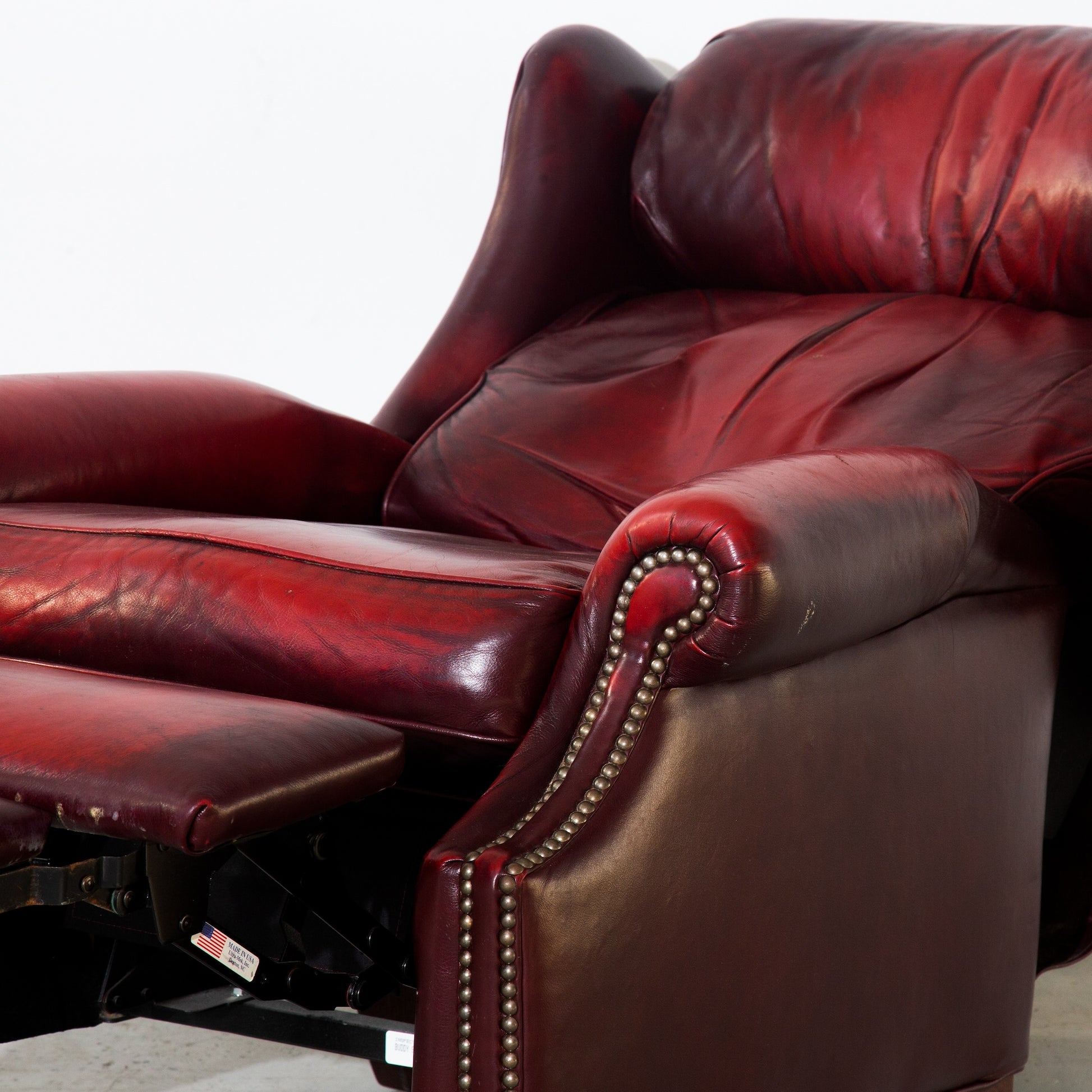 Vintage Red Leather Brandington Young Leather Recliner Lounge Chair