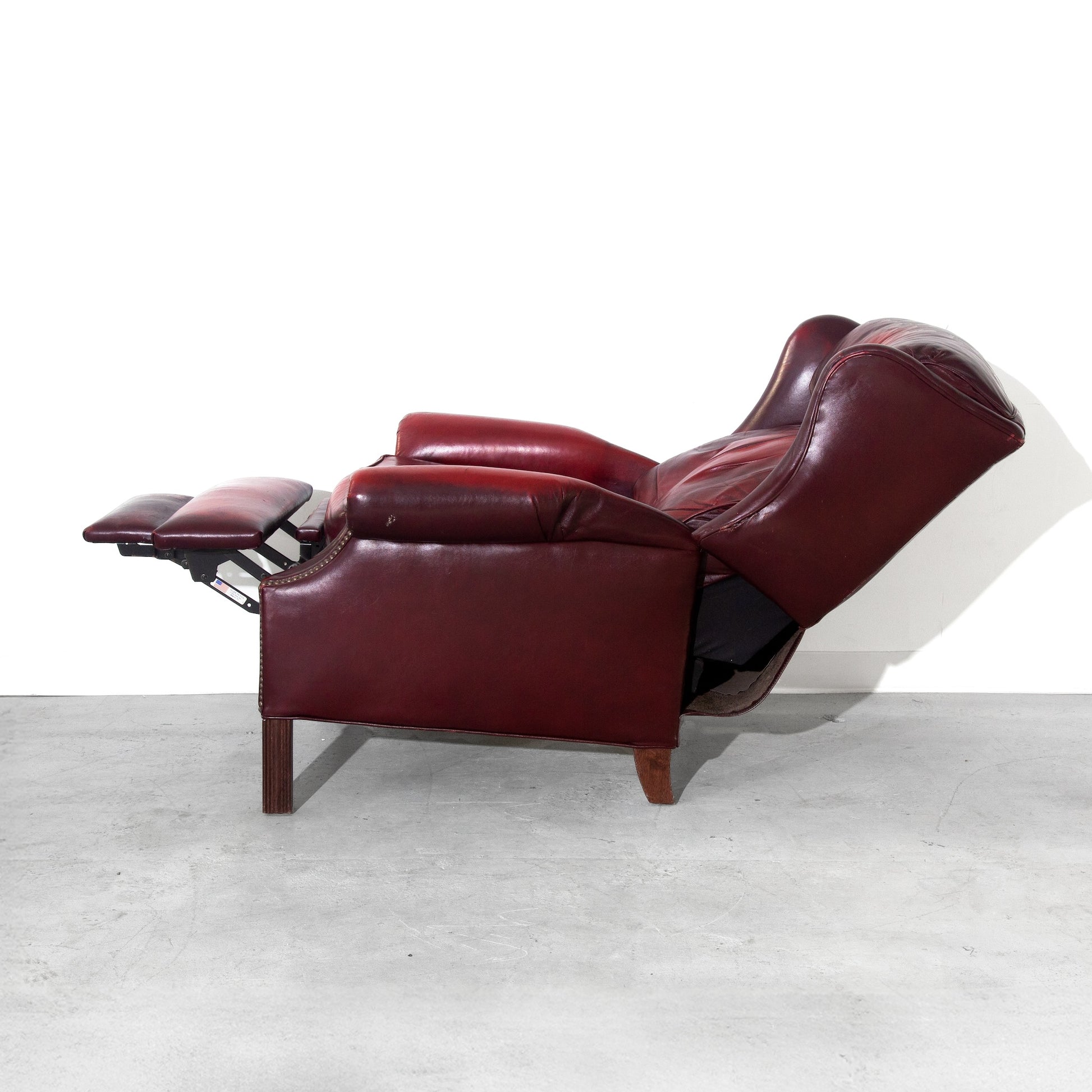 Vintage Red Leather Brandington Young Leather Recliner Lounge Chair