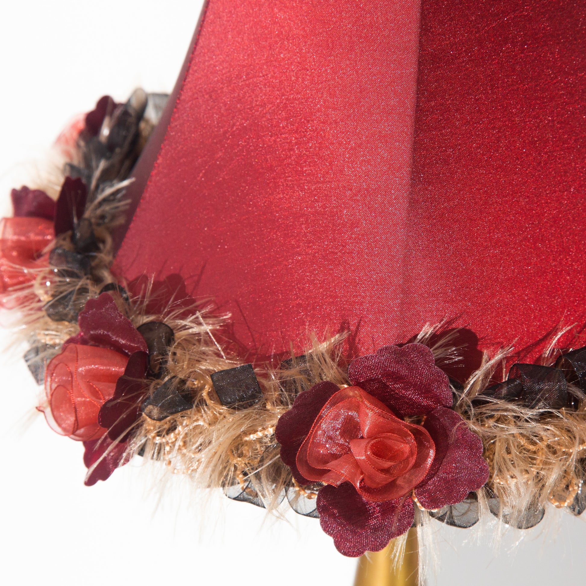 Vintage Silk Red and Gold Floral Table Lamp