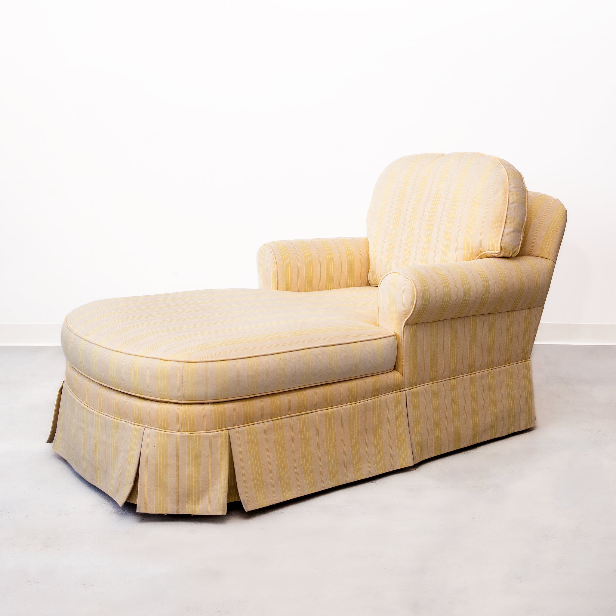 Vintage Striped Yellow Ethan Allen Chaise Lounge Chair