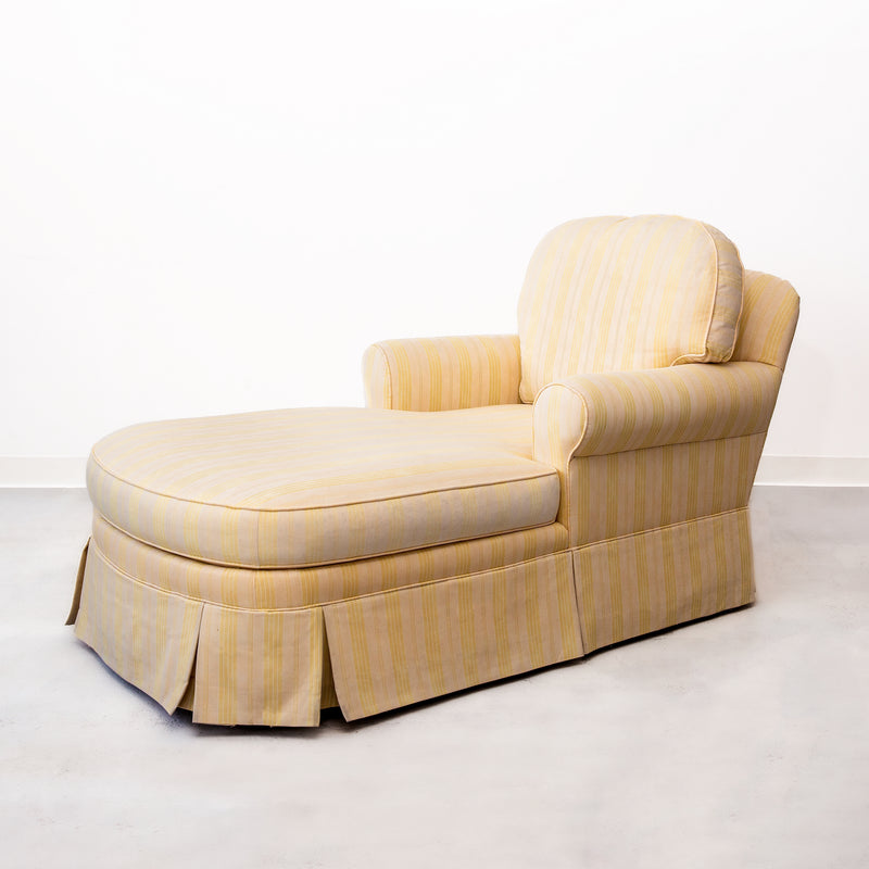 Vintage Striped Yellow Ethan Allen Chaise Lounge Chair