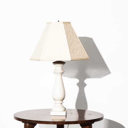 Vintage White Floral Wooden Table Lamp