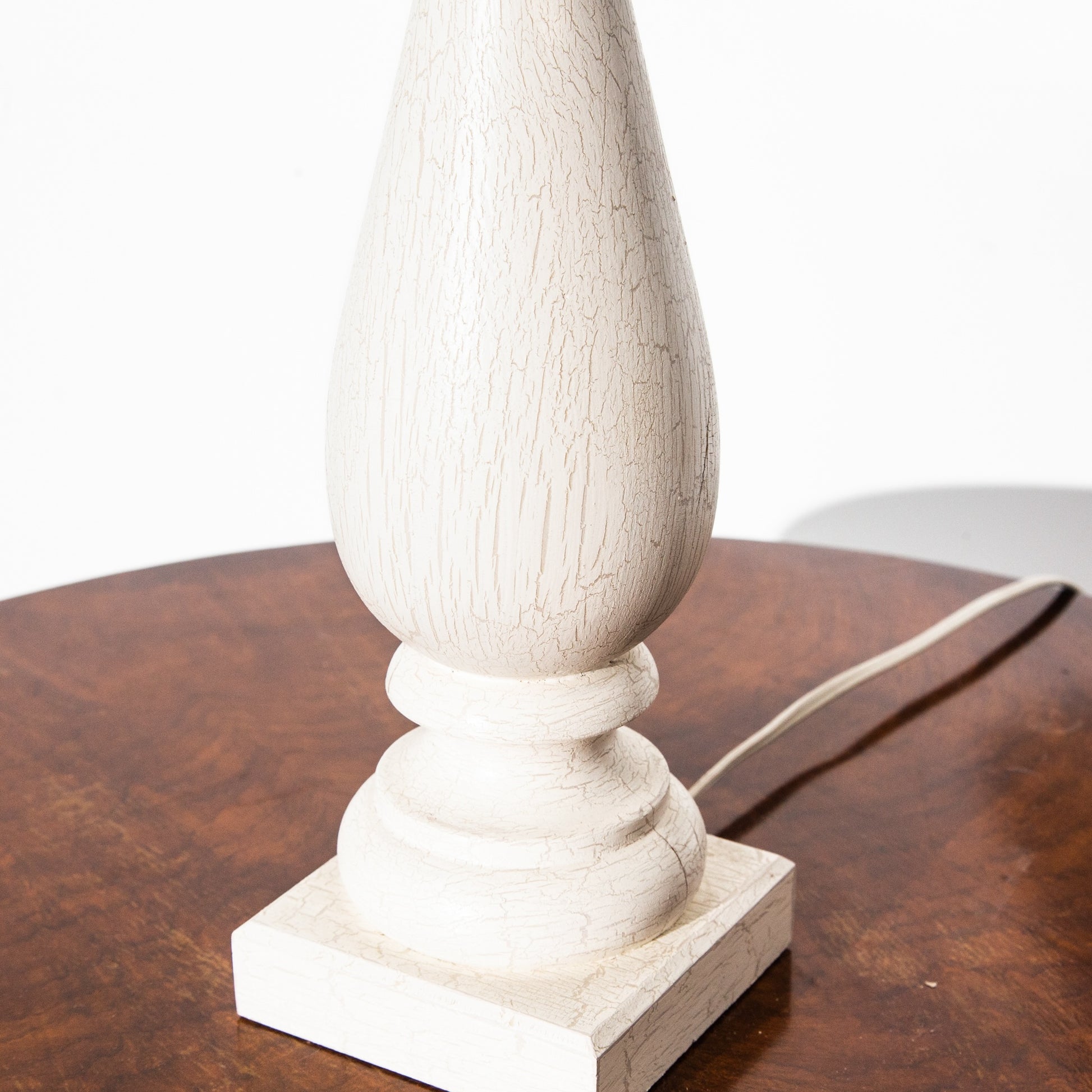 Vintage White Floral Wooden Table Lamp