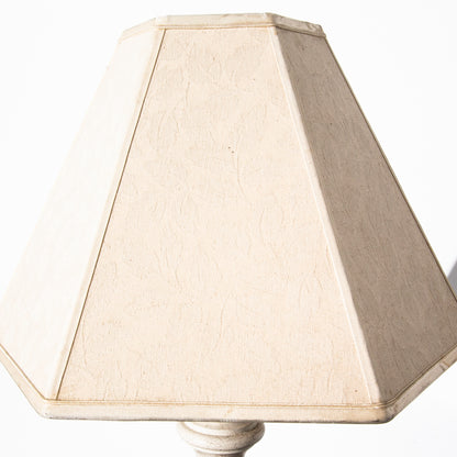 Vintage White Floral Wooden Table Lamp