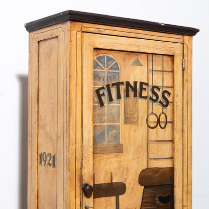 Hand-Painted Solid Wood "Fitness Emporium" Wardrobe