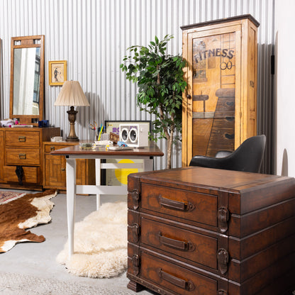 Hand-Painted Solid Wood "Fitness Emporium" Wardrobe