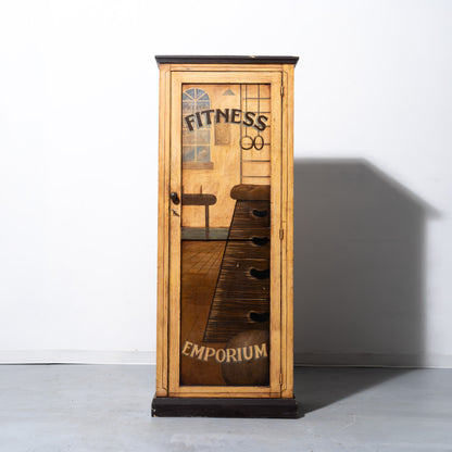 Hand-Painted Solid Wood "Fitness Emporium" Wardrobe