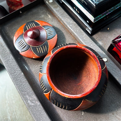 Hand-Carved Wooden Trinket Box With Lid