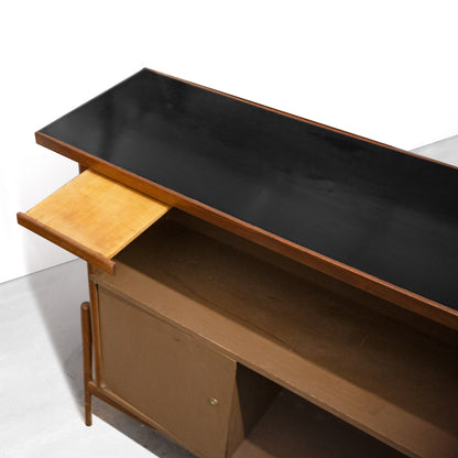 Mid-Century Modern Solid Walnut L-Shaped Bar