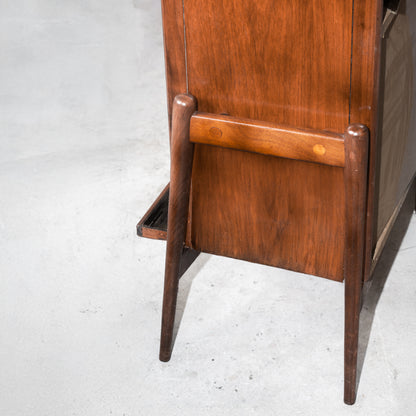 Mid-Century Modern Solid Walnut L-Shaped Bar