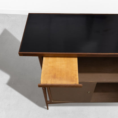 Mid-Century Modern Solid Walnut L-Shaped Bar