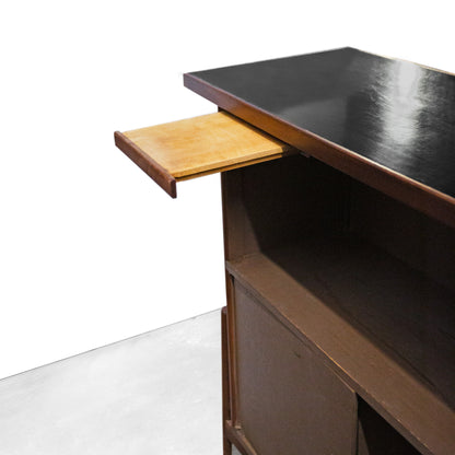 Mid-Century Modern Solid Walnut L-Shaped Bar