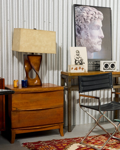 Carved Solid Hardwood Sculptured Lamps (2 Available)