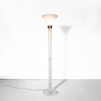 1970s Postmodern Lucite Lamp with Glass Base