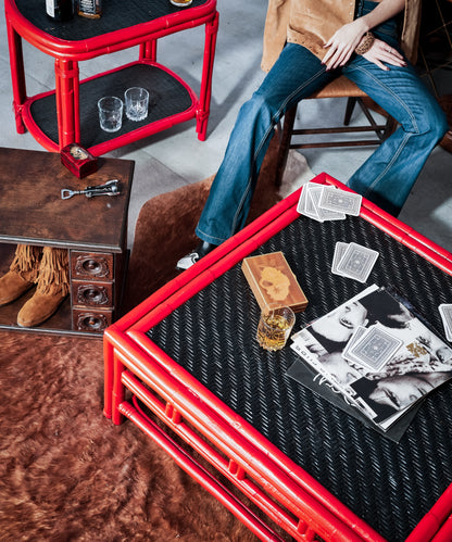 Refurbished Bamboo Woven Coffee Table