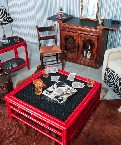 Refurbished Bamboo Woven Coffee Table