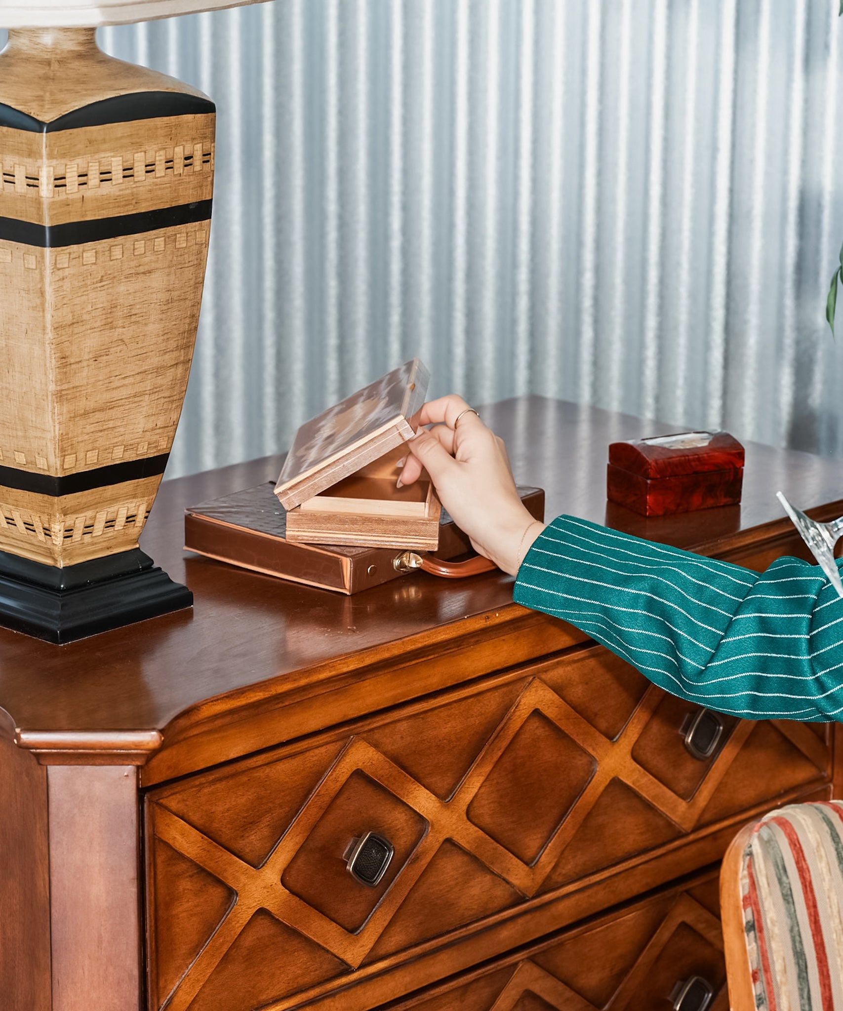 Refurbished Leather Wooden Footstool