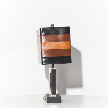 Refurbished Mid-century Modern Striped Vinyl Lamp