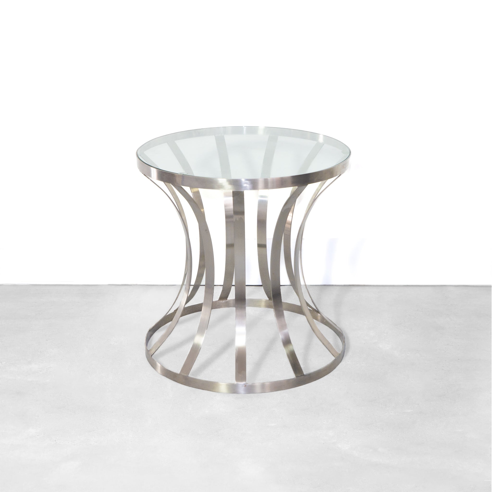 Chrome and Glass Double Ring Side Table